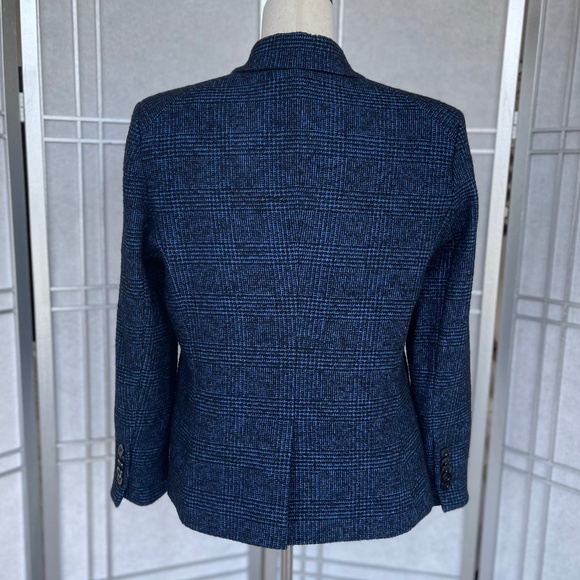 Veronica Beard Black/Blue Plaid Cutaway Dickey Jacket sz 14 - Picture 2 of 11